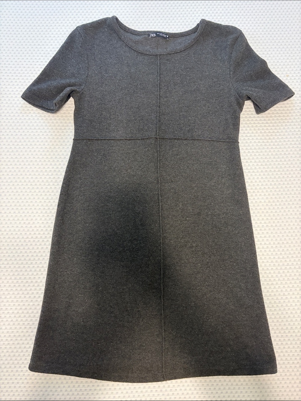 Zara Charcoal Short-Sleeve Knit Dress